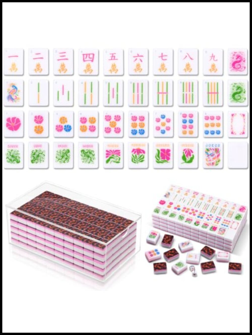 American Mahjong Set 166 Tiles, Acrylic Case Included, Games & Puzzles